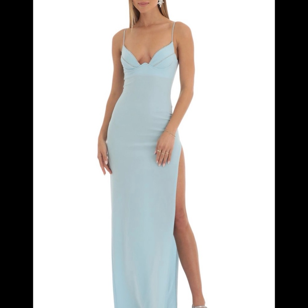 Lucy in the Sky Pale Blue Spaghetti Strap Maxi Dress